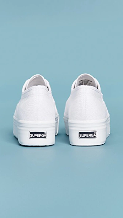 Shop Superga 2790 Platform Sneakers In White/gold