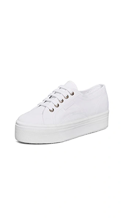Shop Superga 2790 Platform Sneakers In White/gold