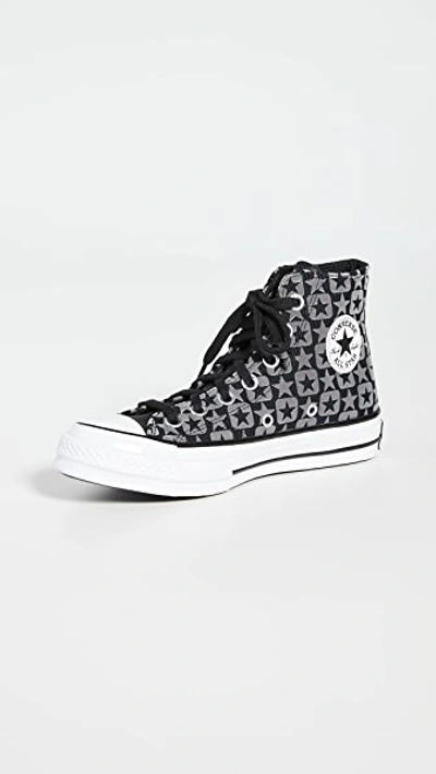 Shop Converse Chuck 70 Flocked Canvas Sneakers In Black/mason/white
