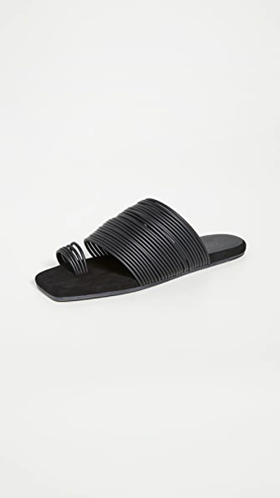 Shop Mm6 Maison Margiela Strings Slides In Black