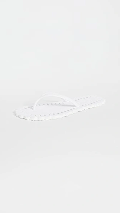 Shop Carlotha Ray Laser Cut Flip Flops In Blanc Barbotine