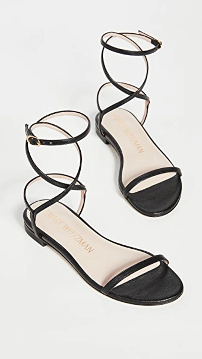 Shop Stuart Weitzman Merinda Flat Sandals In Black