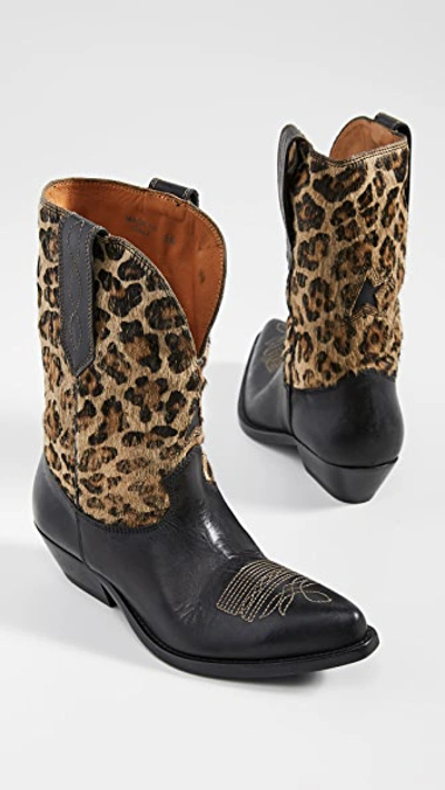 Shop Golden Goose Wish Star Low Boots In Leopard Pony/black