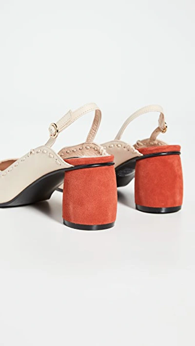 Shop Reike Nen Mixed Turnover Slingback Pumps Cream Beige/coral 36.5