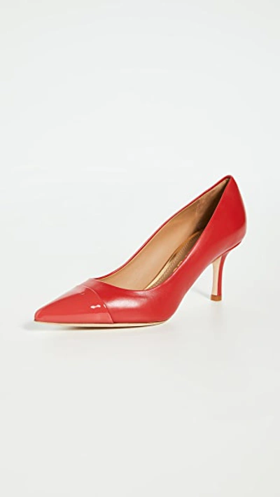 Shop Tory Burch 65mm Penelope Cap Toe Pumps In Brilliant Red/brilliant Red