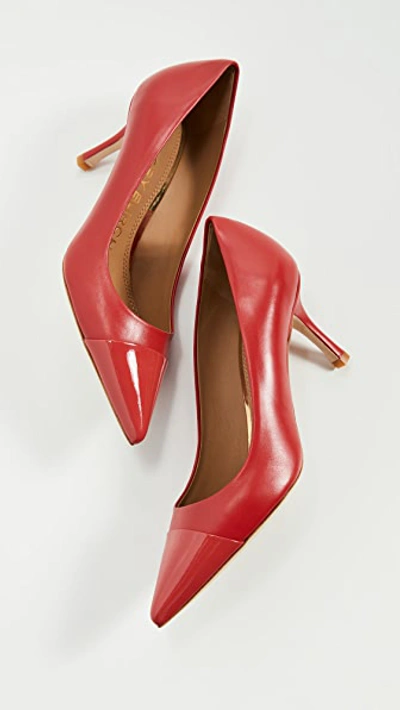 Shop Tory Burch 65mm Penelope Cap Toe Pumps In Brilliant Red/brilliant Red