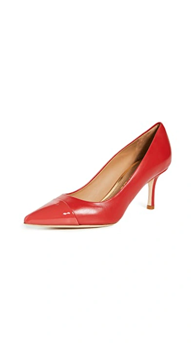 Shop Tory Burch 65mm Penelope Cap Toe Pumps In Brilliant Red/brilliant Red