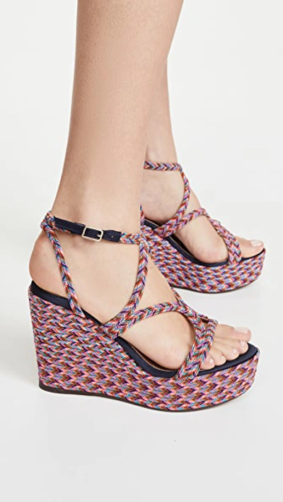 Shop Castaã±er Juli Wedge Sandals In Multicolor