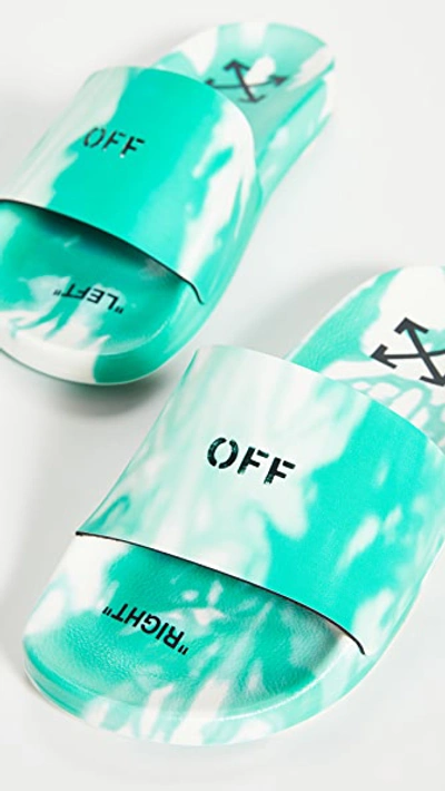 Shop Off-white Tie-dye Pool Sliders In Light Green