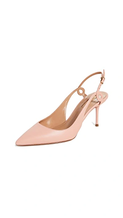 Shop Aquazzura Serpentine Slingback 75mm In Peonia Pink