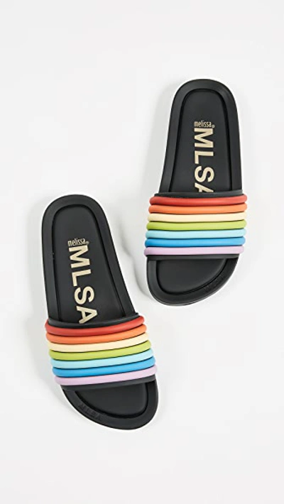 Shop Melissa Beach 3db Rain Slides In Black Multicolor