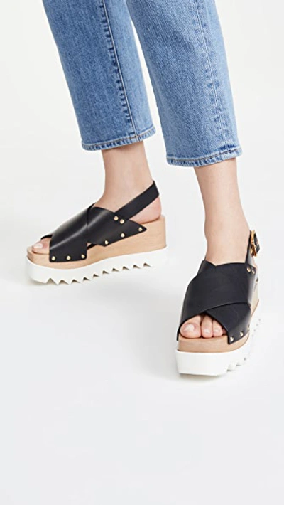 Shop Stella Mccartney Percy Crisscross Chunky Sandals In Black