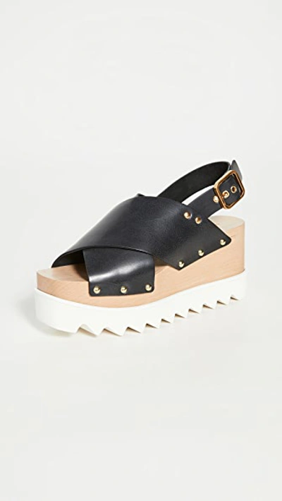 Shop Stella Mccartney Percy Crisscross Chunky Sandals In Black