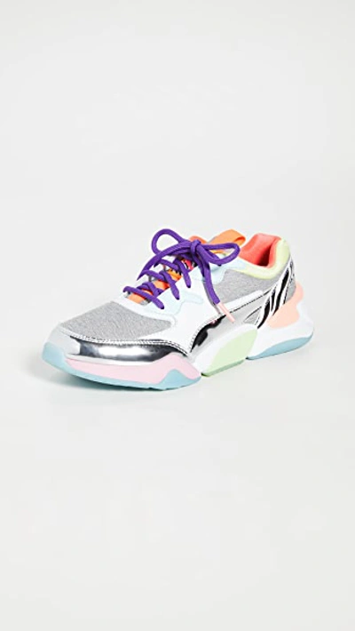 Shop Puma Nova Sophia Webster Sneakers In  White/metallic Silver