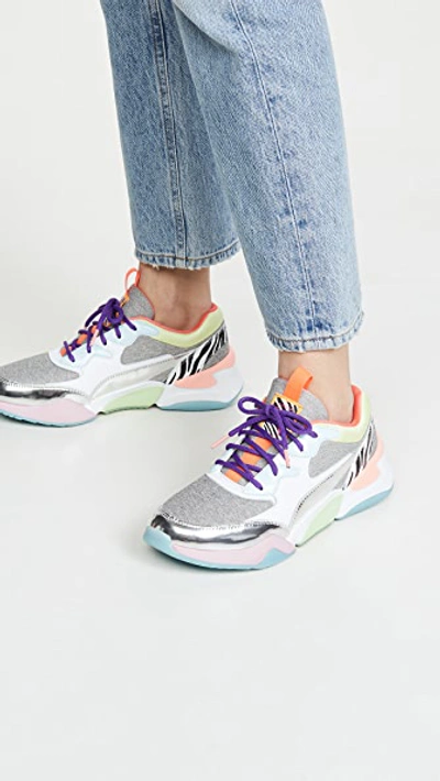 Shop Puma Nova Sophia Webster Sneakers In  White/metallic Silver