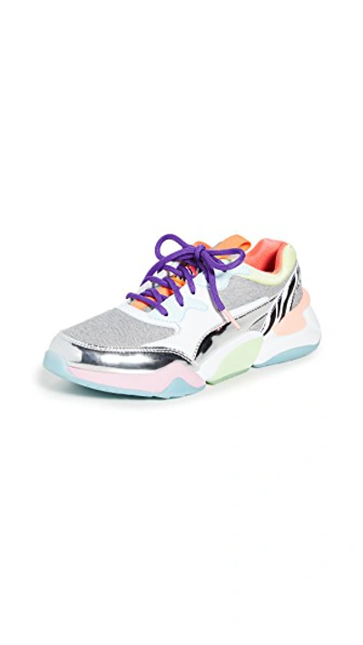 Shop Puma Nova Sophia Webster Sneakers In  White/metallic Silver