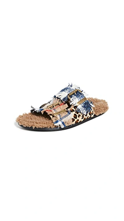 Shop Avec Modération Vail Double Band Sandals In Camel Plaid