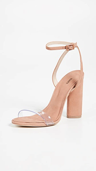 Shop Schutz Geisy Pvc Block Heel Sandals In Toasted Nut