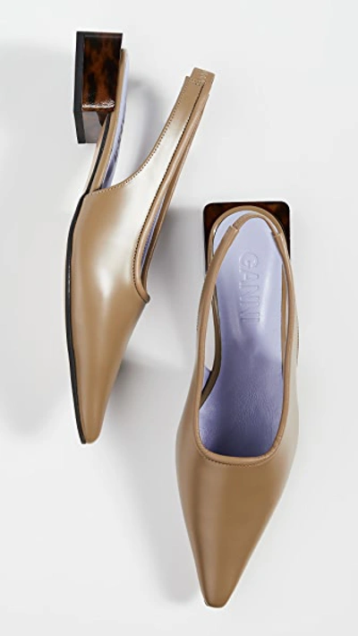 Shop Ganni Low Heel Slingback Flats In Ermine