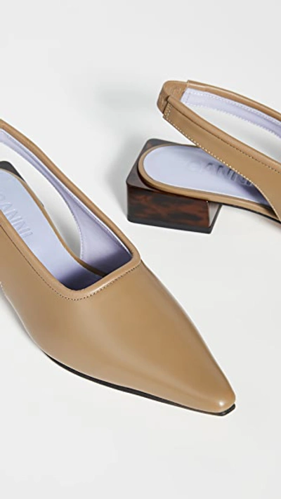 Shop Ganni Low Heel Slingback Flats In Ermine