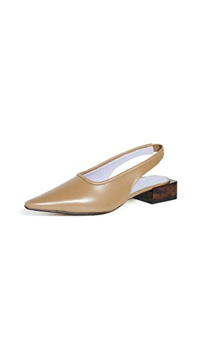 Shop Ganni Low Heel Slingback Flats In Ermine