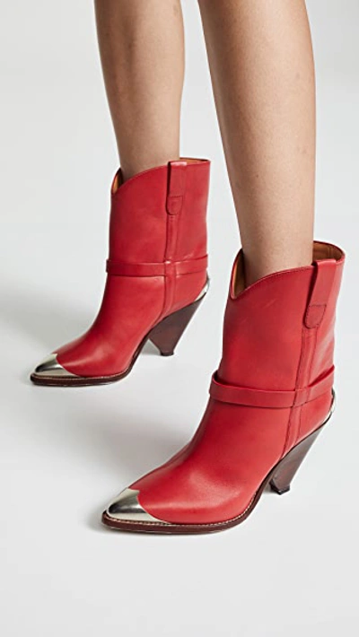 Mærkelig jomfru helbrede Isabel Marant Lamsy Leather Boots In Red | ModeSens