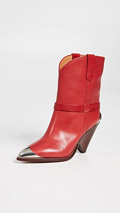 Isabel Marant Lamsy Leather Boots In Red | ModeSens