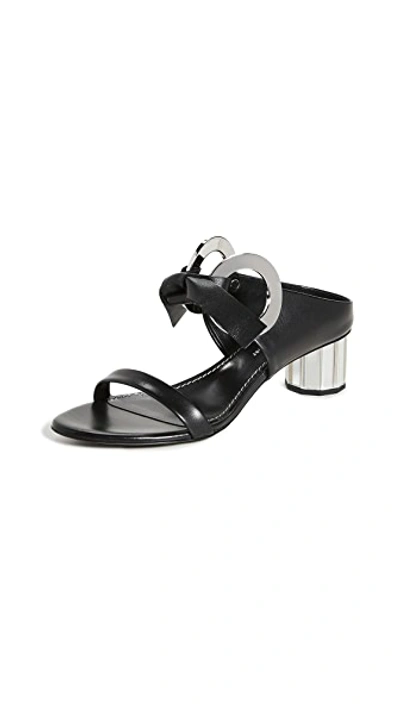 Shop Proenza Schouler Front Tie Mule Sandals In Black/mirror