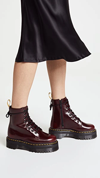 Shop Dr. Martens Vegan Jadon Ii 8 Eye Boots In Cherry Red