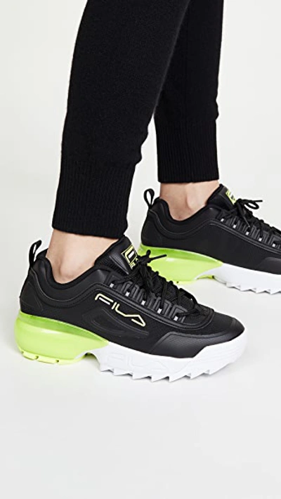 Shop Fila Disruptor 2a Sneakers In Black/white/safety Yellow