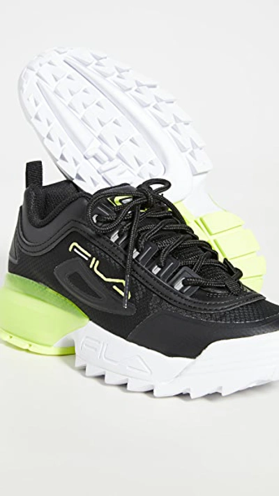 Shop Fila Disruptor 2a Sneakers In Black/white/safety Yellow