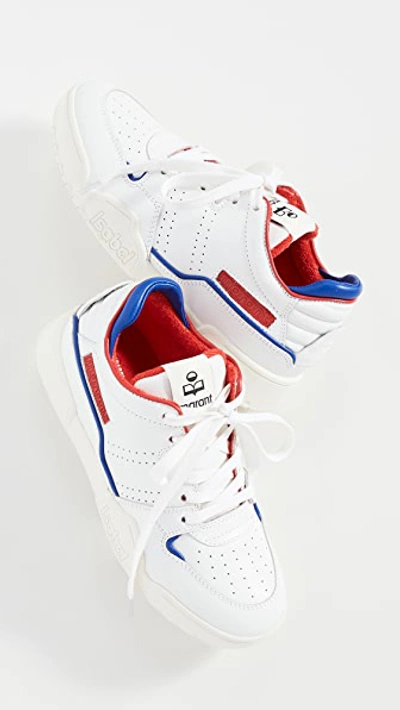 Shop Isabel Marant Emree Sneakers In White/red