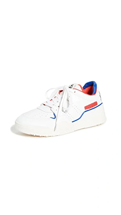 Shop Isabel Marant Emree Sneakers In White/red