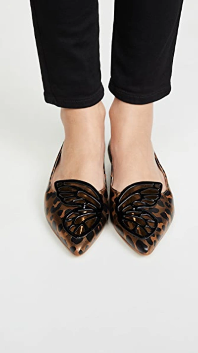 Shop Sophia Webster Butterfly Flats In Leopard/bronze