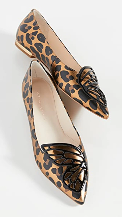 Shop Sophia Webster Butterfly Flats In Leopard/bronze
