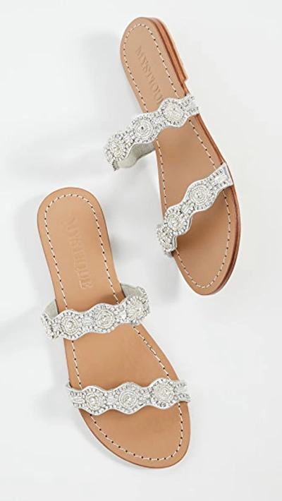 Double Strap Crystal Embroidered Slides