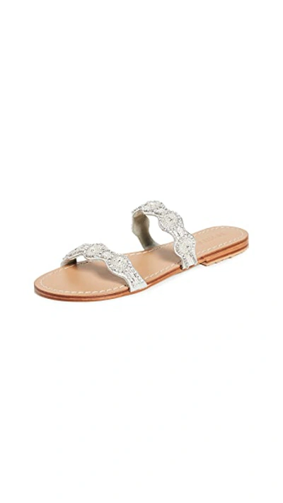 Double Strap Crystal Embroidered Slides