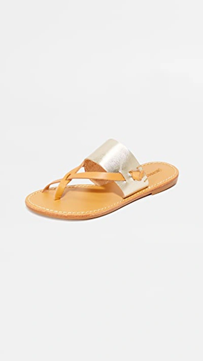 Shop Soludos Slotted Thong Sandals In Metallic Platinum