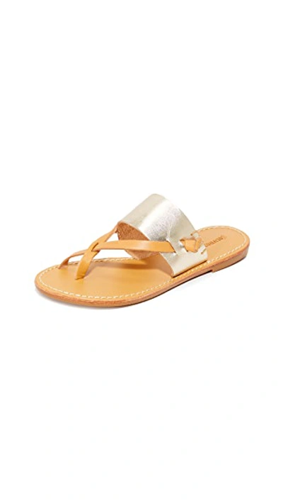 Shop Soludos Slotted Thong Sandals In Metallic Platinum