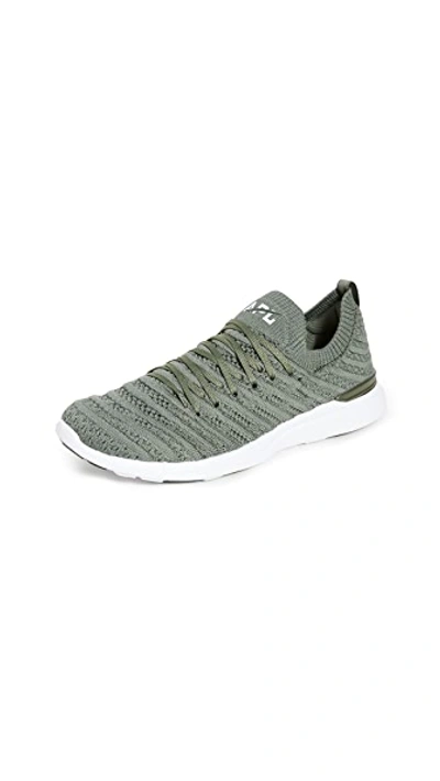 Shop Apl Athletic Propulsion Labs Techloom Wave Sneakers In Fatigue/white