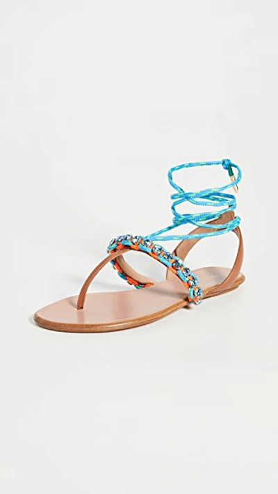 Shop Aquazzura Surf Sandal Flats In Multi Fluo