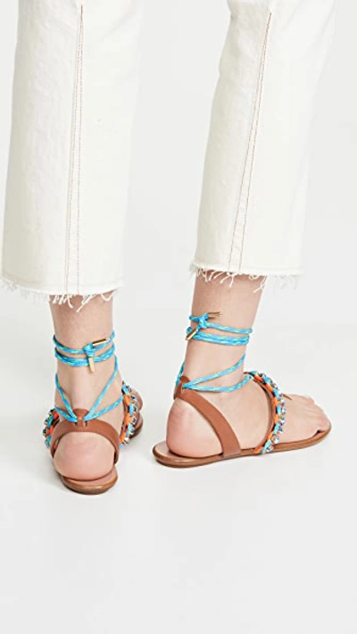 Shop Aquazzura Surf Sandal Flats In Multi Fluo