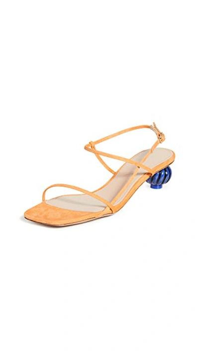 Shop Jacquemus Manosque Suede Sandals In Orange