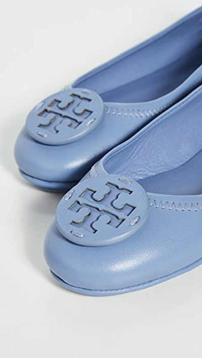 Shop Tory Burch Minnie Logo Travel Ballet Flats In Bluewood/bluewood