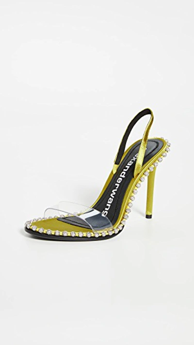 Shop Alexander Wang Nova Crystal Sandals In Chartreuse