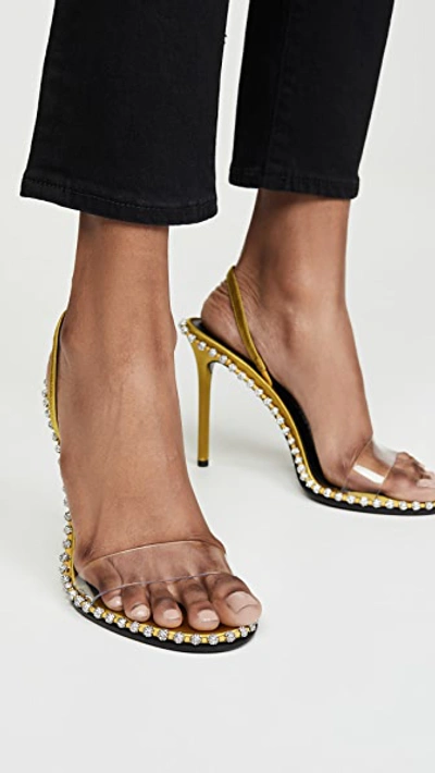 Shop Alexander Wang Nova Crystal Sandals In Chartreuse