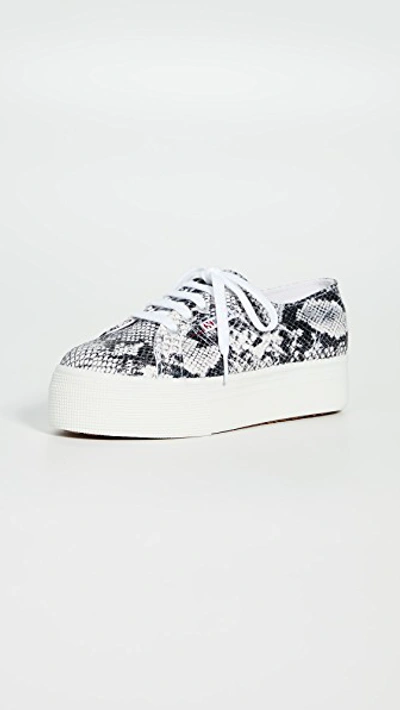 Shop Superga 2790 Animal Platform Sneakers In Black White