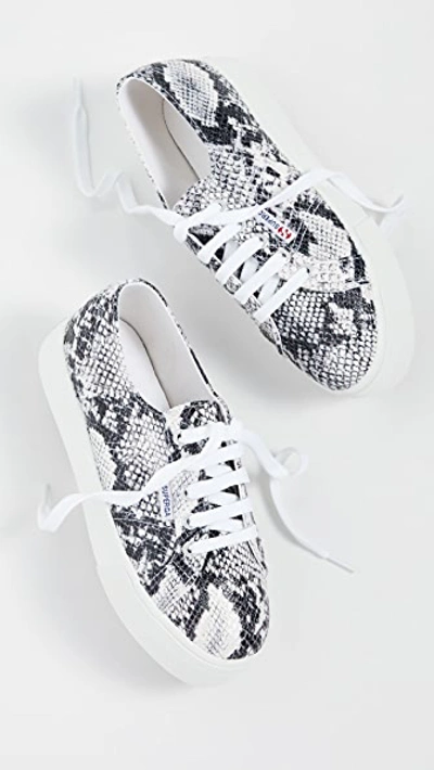 Shop Superga 2790 Animal Platform Sneakers In Black White