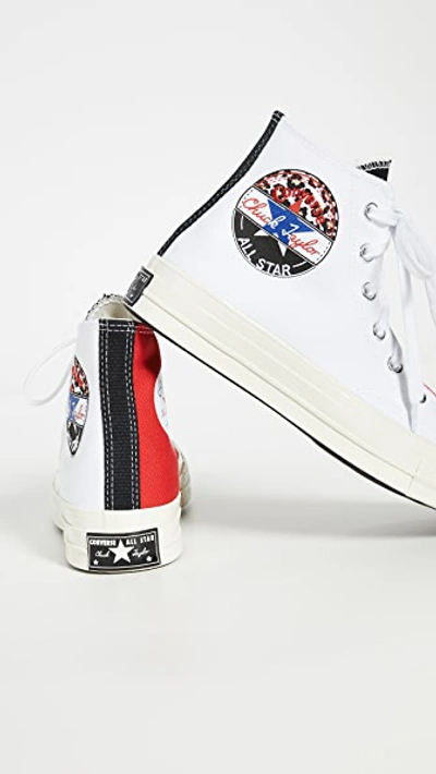 Shop Converse Chuck 70 Logo Play High Top Sneakers In White/university Red/rush Blue