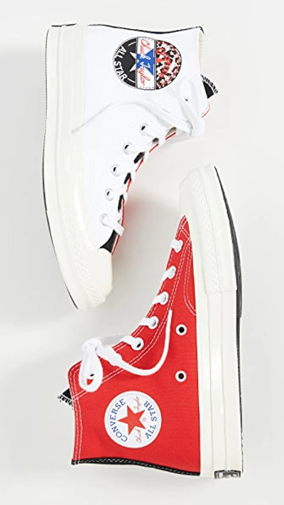 Shop Converse Chuck 70 Logo Play High Top Sneakers In White/university Red/rush Blue